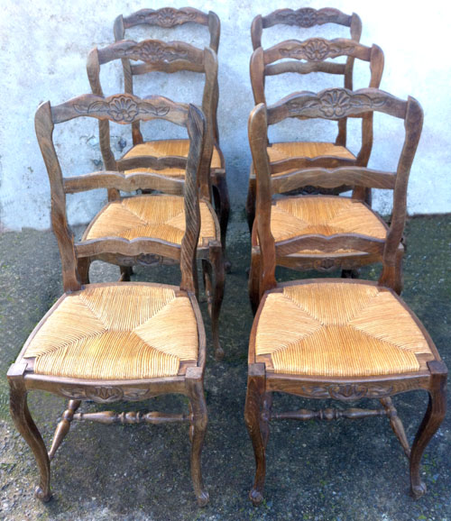 wonderful set of 6 old french dining chairs